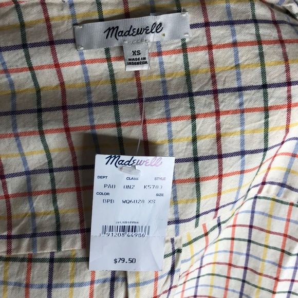 Madewell rainbow plaid button up top - Picture 7 of 8